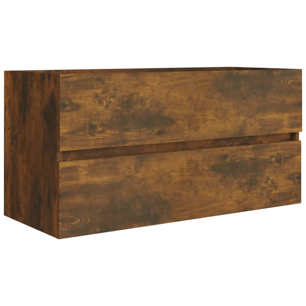 vidaXL Bathroom Vanity Smoked Oak 90x38.5x45 cm Engineered Wood