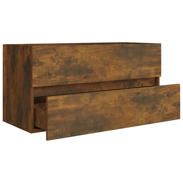 vidaXL Bathroom Vanity Smoked Oak 90x38.5x45 cm Engineered Wood