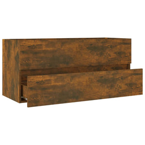 vidaXL Bathroom Cabinet Smoked Oak 100x38.5x45 cm Engineered Wood