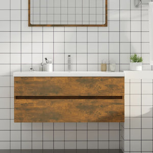 vidaXL Bathroom Cabinet Smoked Oak 100x38.5x45 cm Engineered Wood