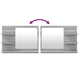 vidaXL Bathroom Mirror Grey Sonoma 60x10.5x45 cm Engineered Wood