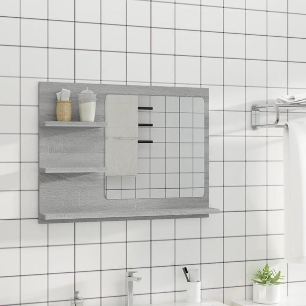 vidaXL Bathroom Mirror Grey Sonoma 60x10.5x45 cm Engineered Wood