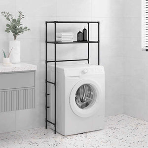 vidaXL Washing Machine Rack 2 Shelves Black 69x28x143 cm Iron