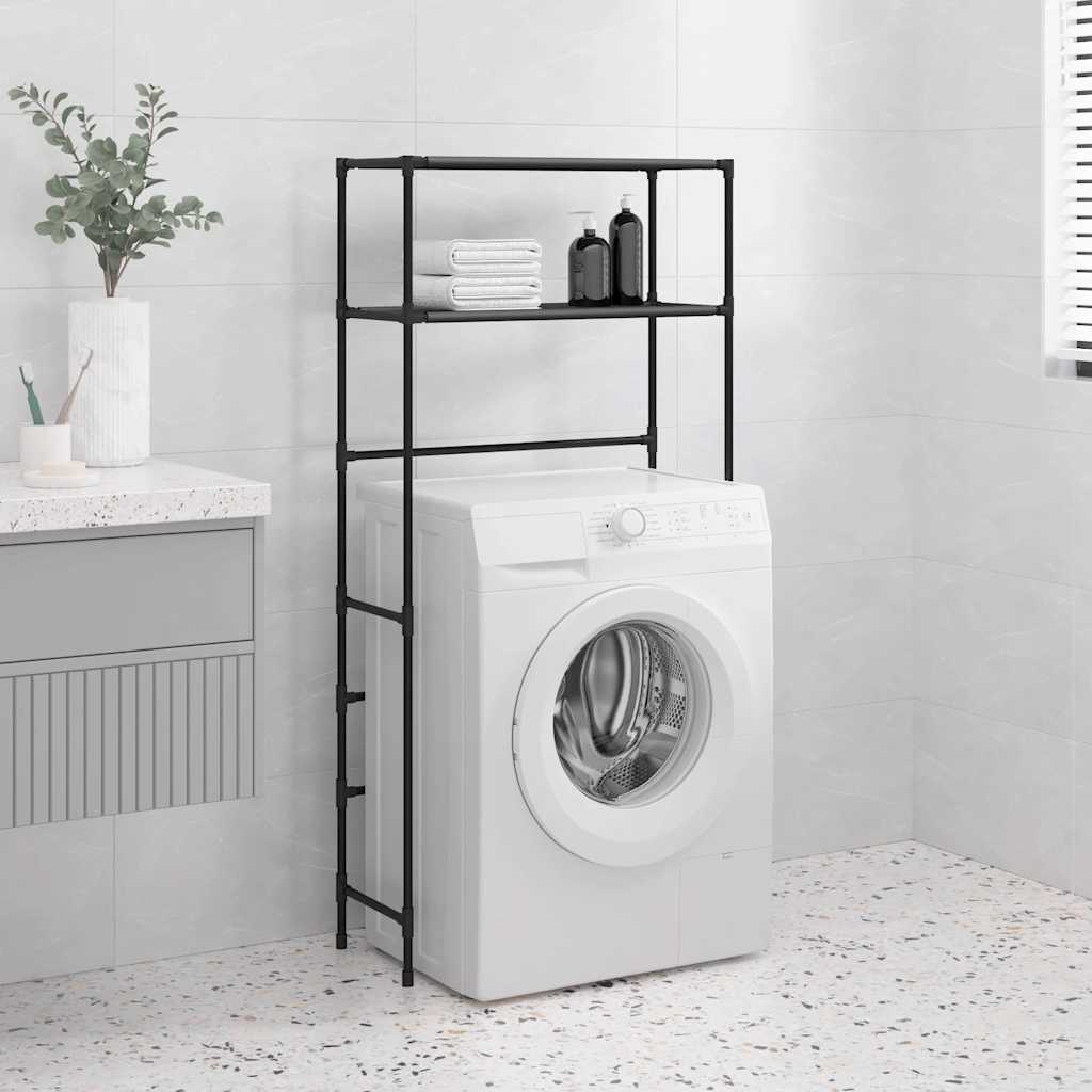 vidaXL Washing Machine Rack 2 Shelves Black 69x28x143 cm Iron