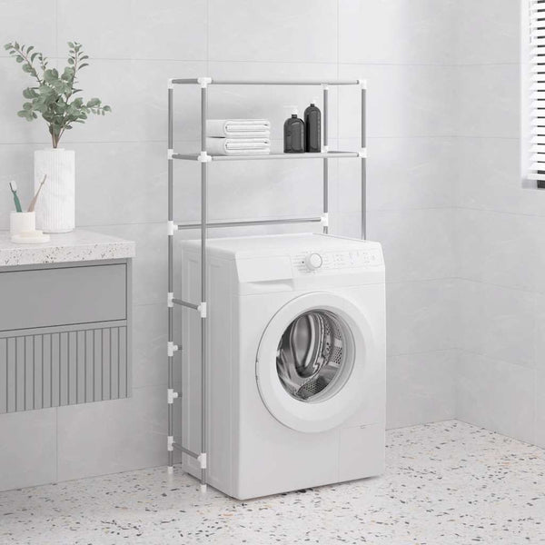 vidaXL Washing Machine Rack with 2 Shelves Grey 69x28x143 cm Iron