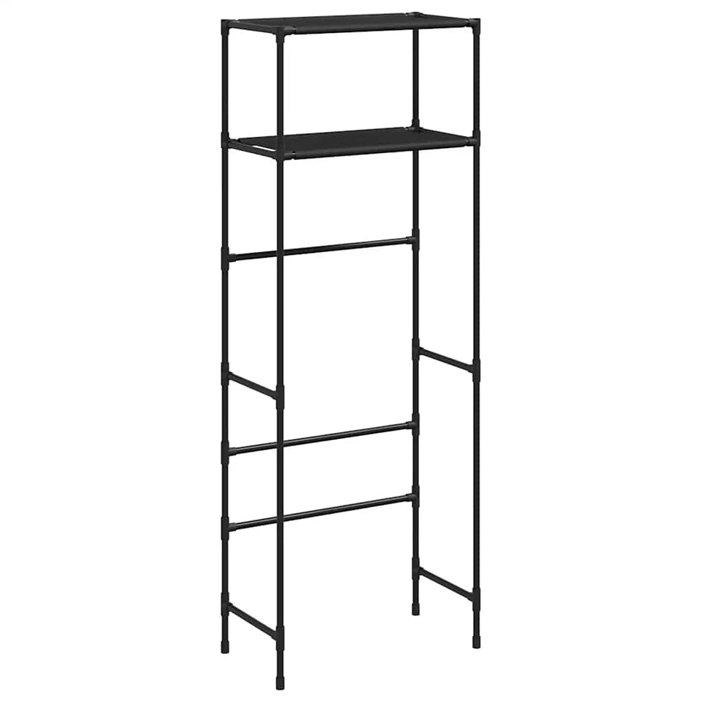 vidaXL Toilet Rack with 2 Shelves Black 53.5x28x143 cm Iron
