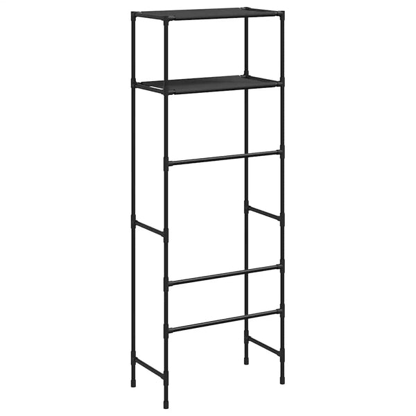 vidaXL Toilet Rack with 2 Shelves Black 53.5x28x143 cm Iron