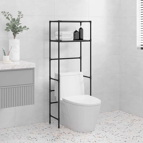 vidaXL Toilet Rack with 2 Shelves Black 53.5x28x143 cm Iron
