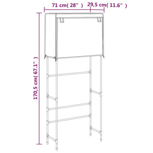 vidaXL Washing Machine Rack 2 Tiers Black 71x29.5x170.5 cm Iron