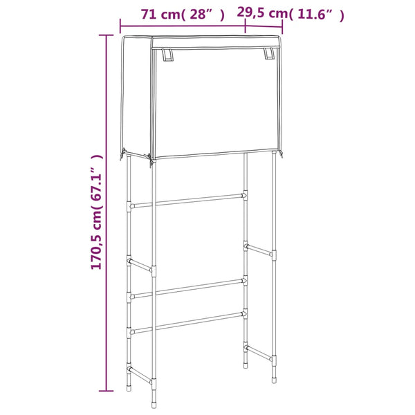 vidaXL Washing Machine Rack 2 Tiers Black 71x29.5x170.5 cm Iron