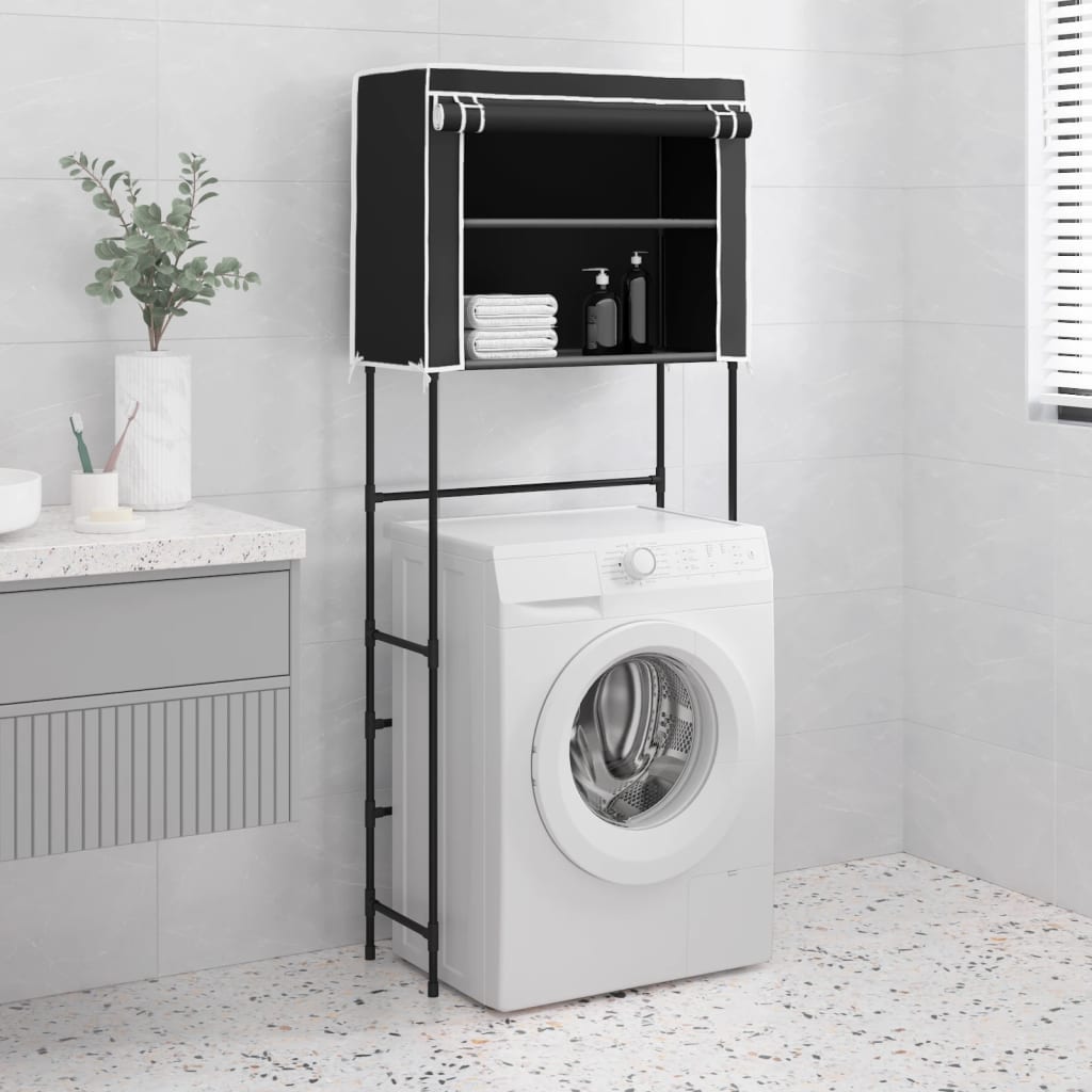 vidaXL Washing Machine Rack 2 Tiers Black 71x29.5x170.5 cm Iron