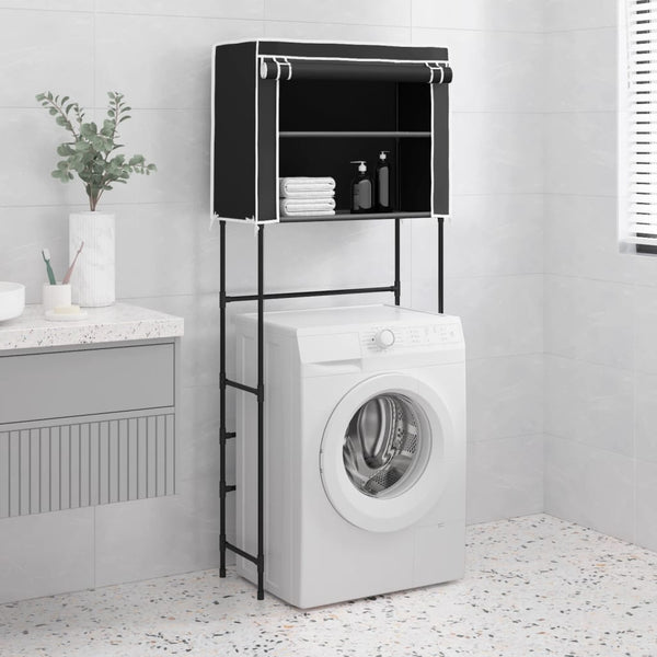vidaXL Washing Machine Rack 2 Tiers Black 71x29.5x170.5 cm Iron