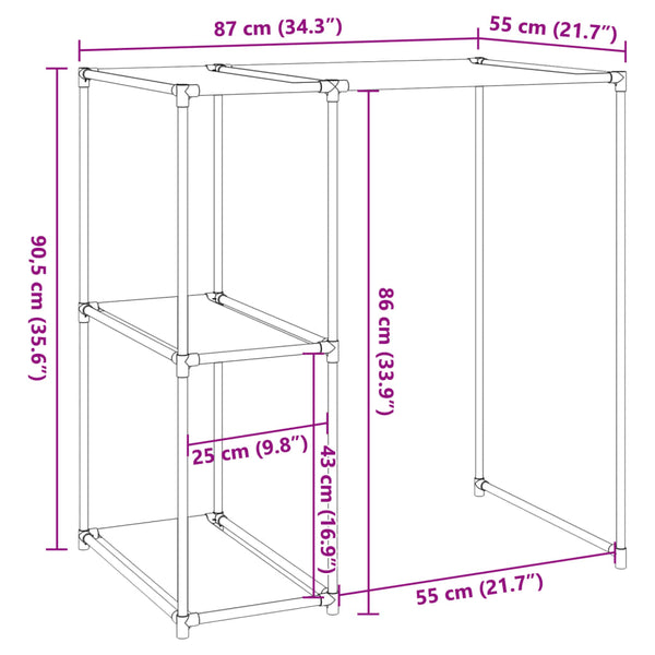 vidaXL Washing Machine Rack Black 87x55x90.5 cm Iron