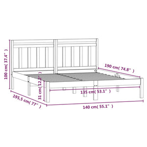vidaXL Solid Wood Bed 135x190 cm