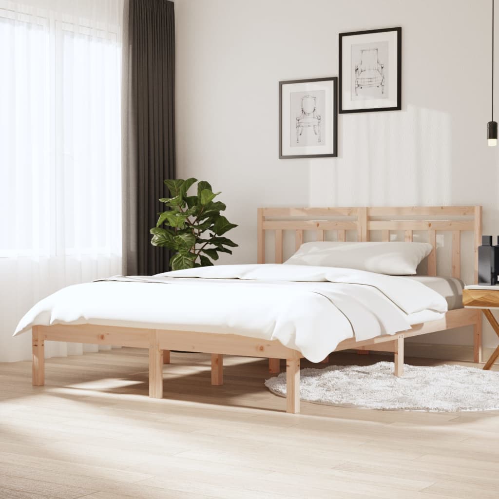 vidaXL Solid Wood Bed 135x190 cm
