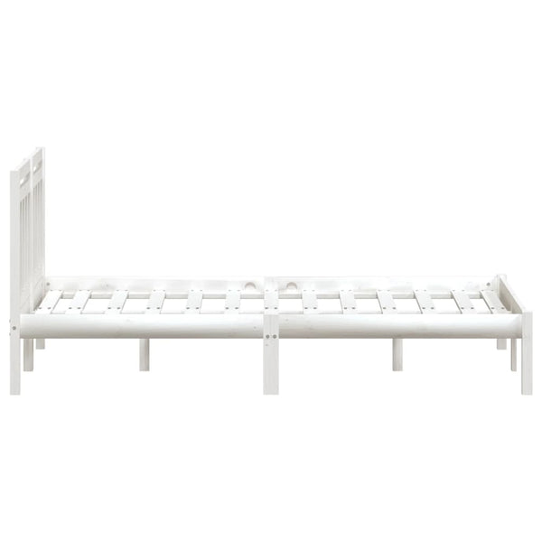 vidaXL Solid Wood Bed White 135x190 cm