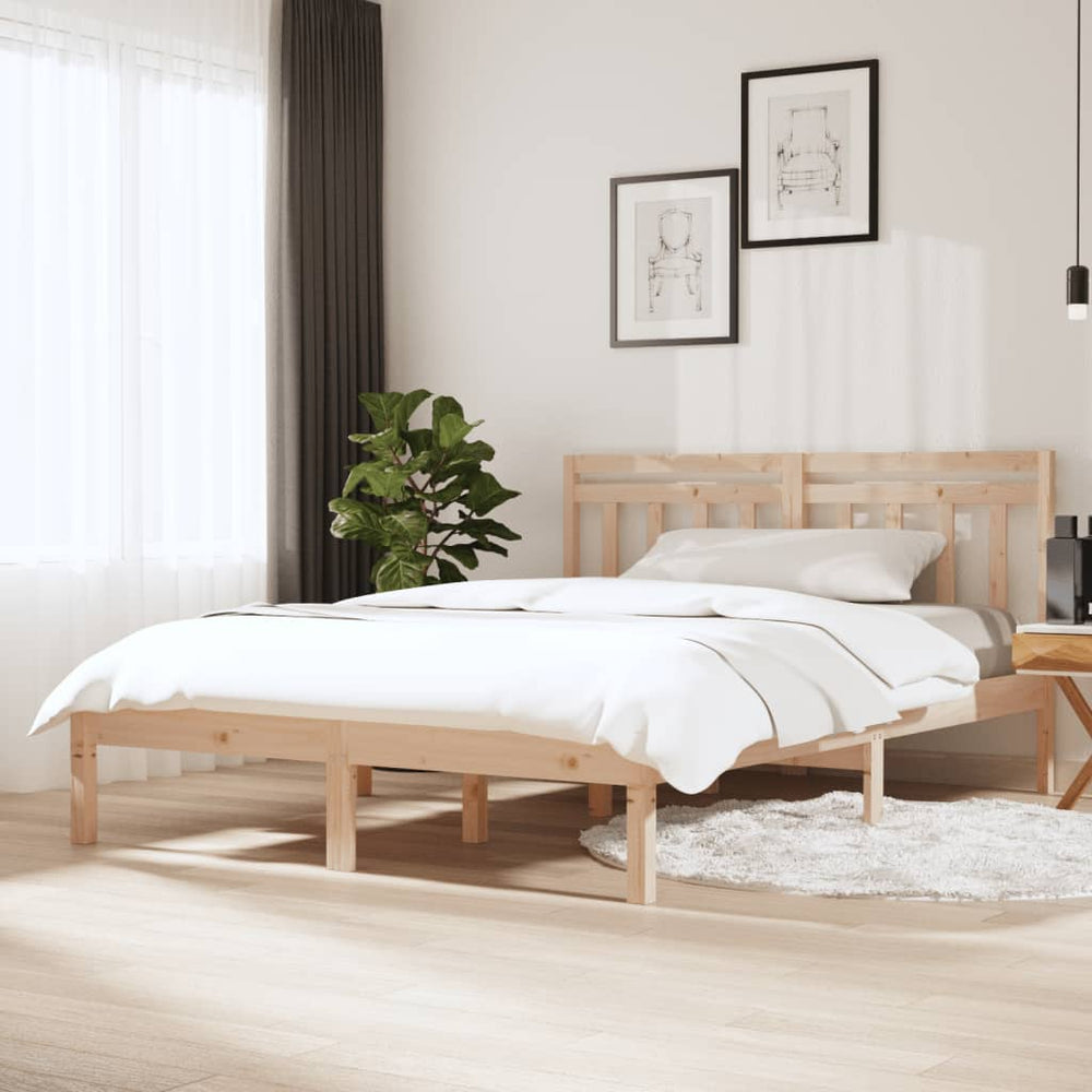 vidaXL Solid Pine Wood Bed 140x190 cm