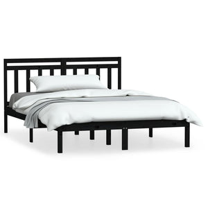 vidaXL Solid Wood Bed Black Pine 140x190 cm