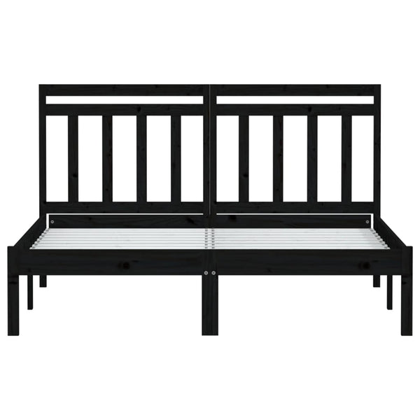 vidaXL Solid Wood Bed Black Pine 140x190 cm