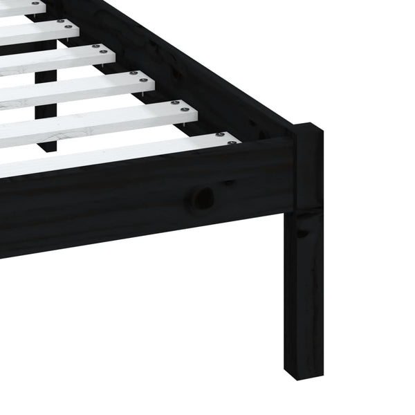 vidaXL Solid Wood Bed Black Pine 140x190 cm