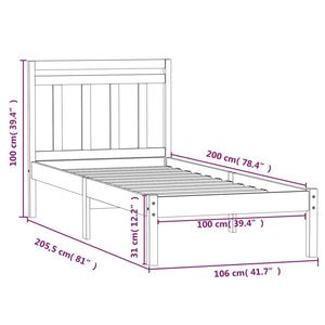 vidaXL Solid Wood Bed White Pine 100x200 cm