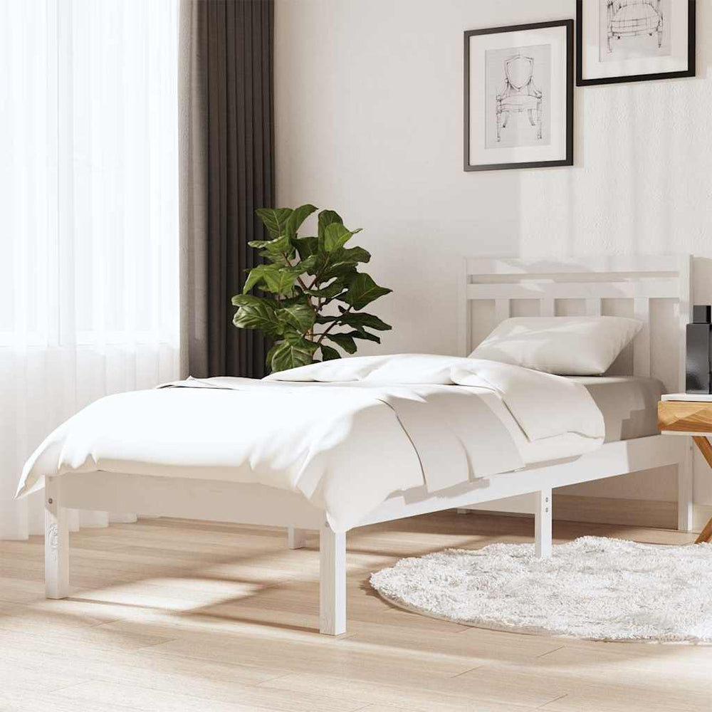 vidaXL Solid Wood Bed White Pine 100x200 cm