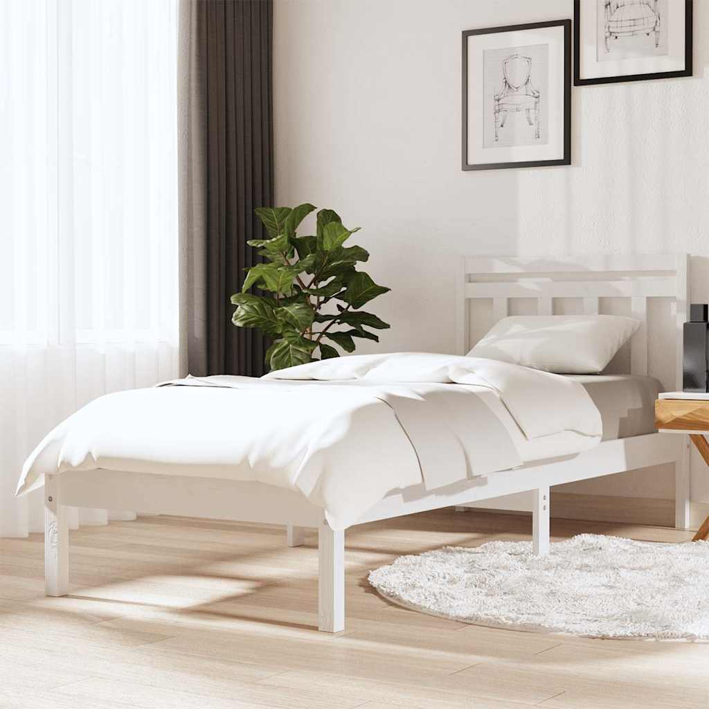 vidaXL Solid Wood Bed White Pine 100x200 cm