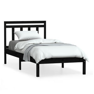 vidaXL Solid Pine Bed Black 100x200 cm