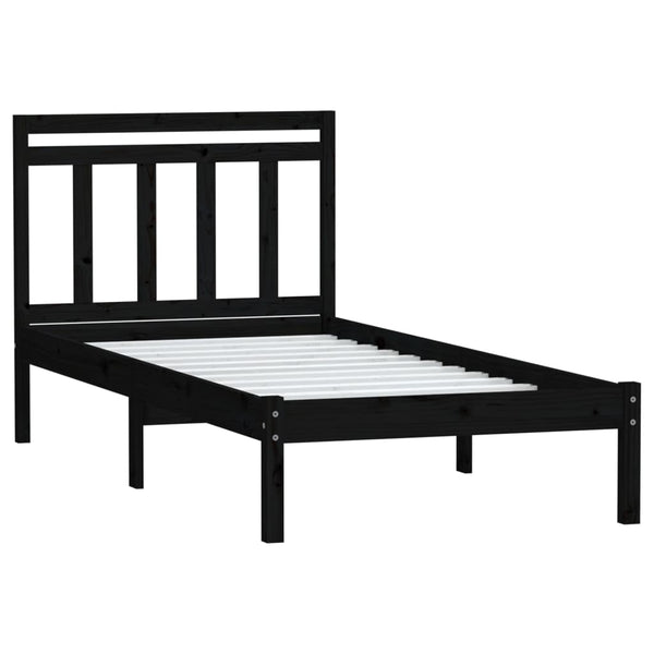 vidaXL Solid Pine Bed Black 100x200 cm