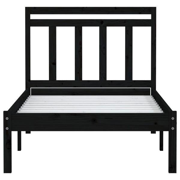 vidaXL Solid Pine Bed Black 100x200 cm
