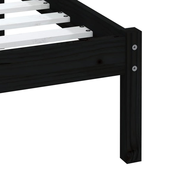 vidaXL Solid Pine Bed Black 100x200 cm