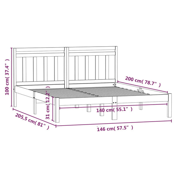 vidaXL Solid Pine Bed White 140x200 cm