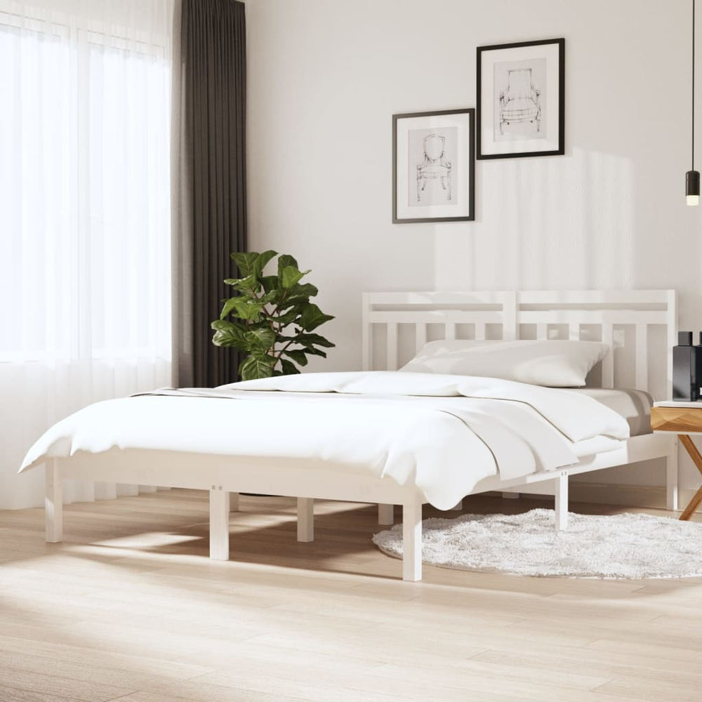 vidaXL Solid Pine Bed White 140x200 cm