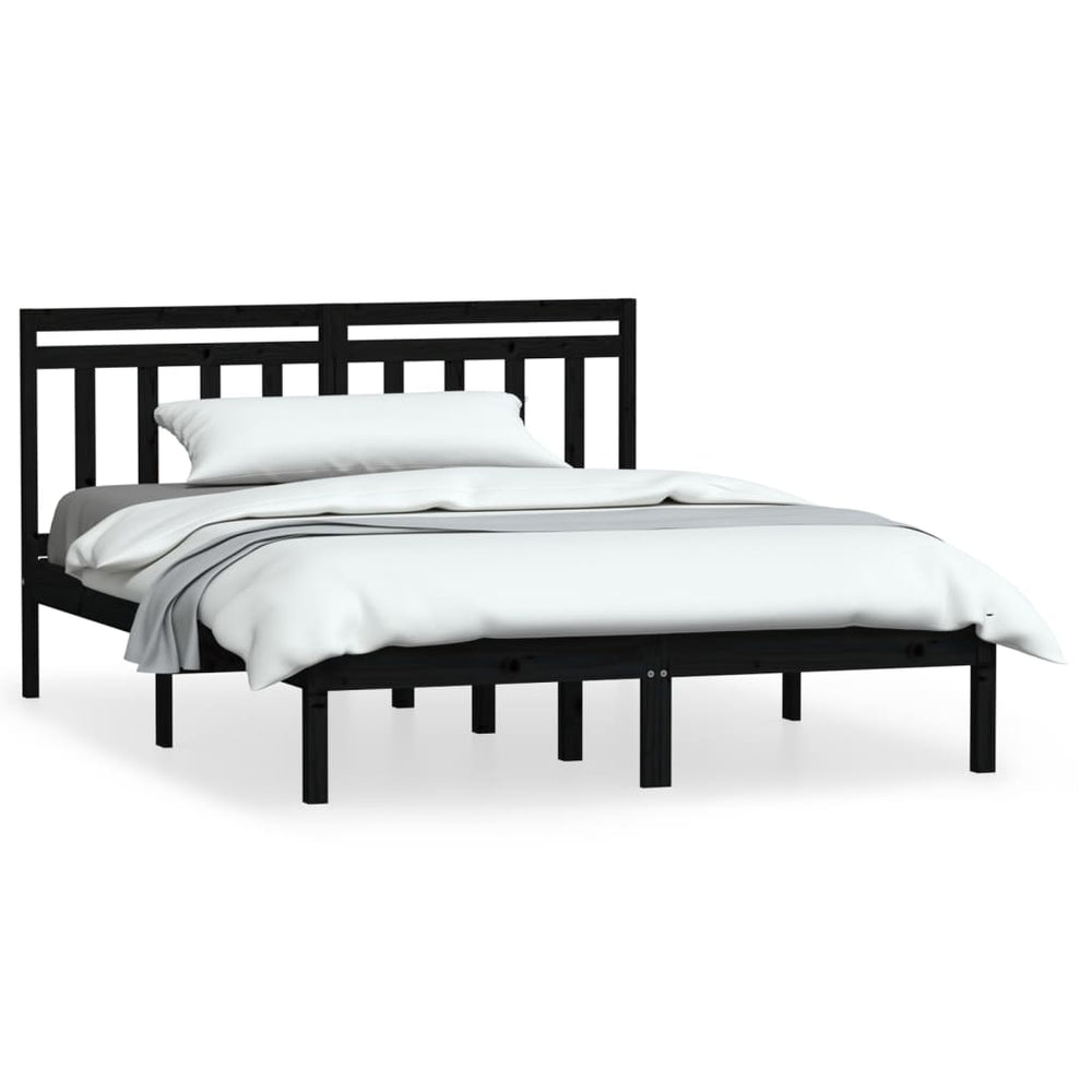 Massivholzbett Schwarz 150x200 cm