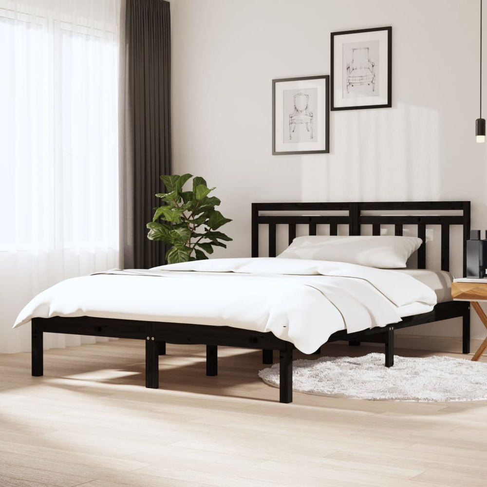 Massivholzbett Schwarz 150x200 cm
