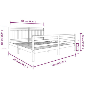 Massivholzbett Grau 200x200 cm