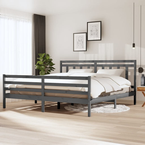 Massivholzbett Grau 200x200 cm