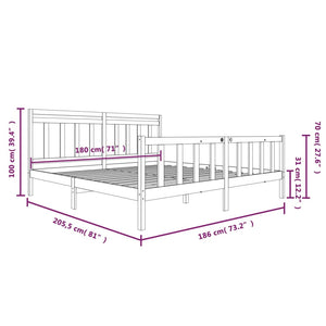 vidaXL Solid Wood Bed 180x200 cm