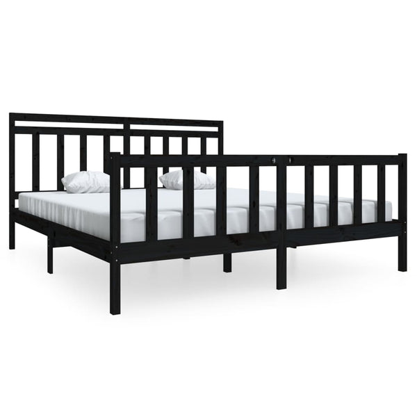 vidaXL Solid Wood Bed Black 180x200 cm