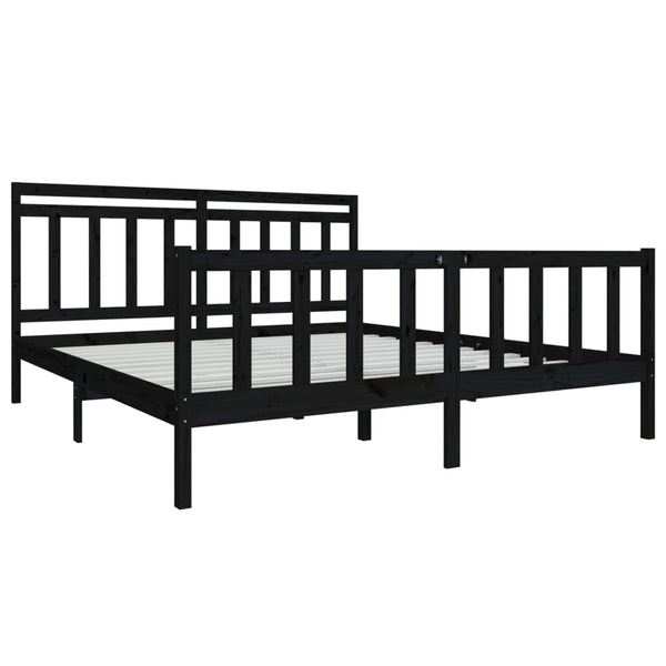 vidaXL Solid Wood Bed Black 180x200 cm