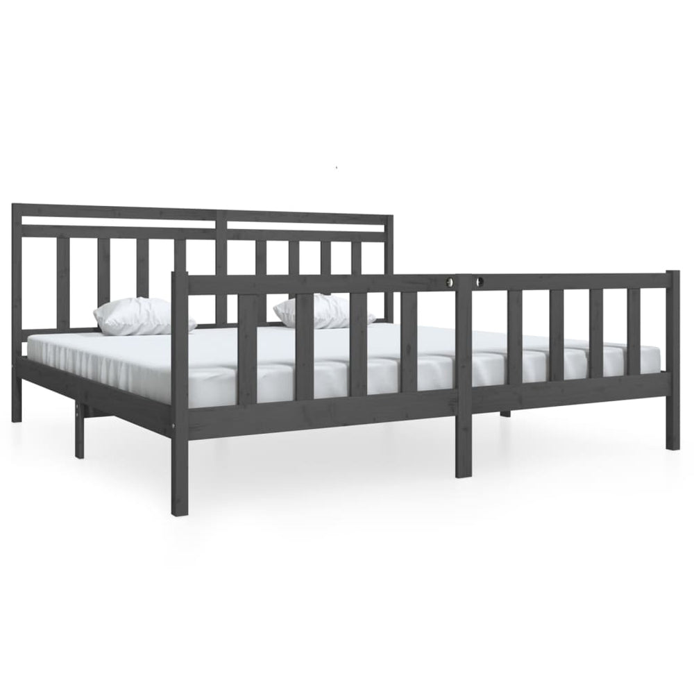 vidaXL Solid Wood Bed Grey 200x200 cm