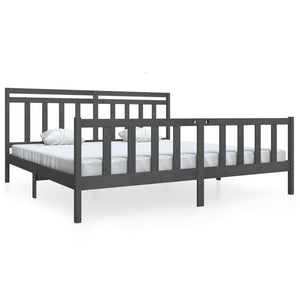 vidaXL Solid Wood Bed Grey 200x200 cm