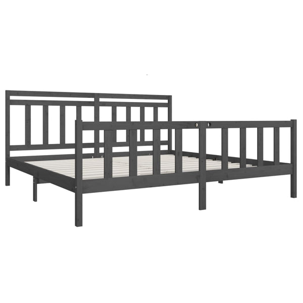 vidaXL Solid Wood Bed Grey 200x200 cm
