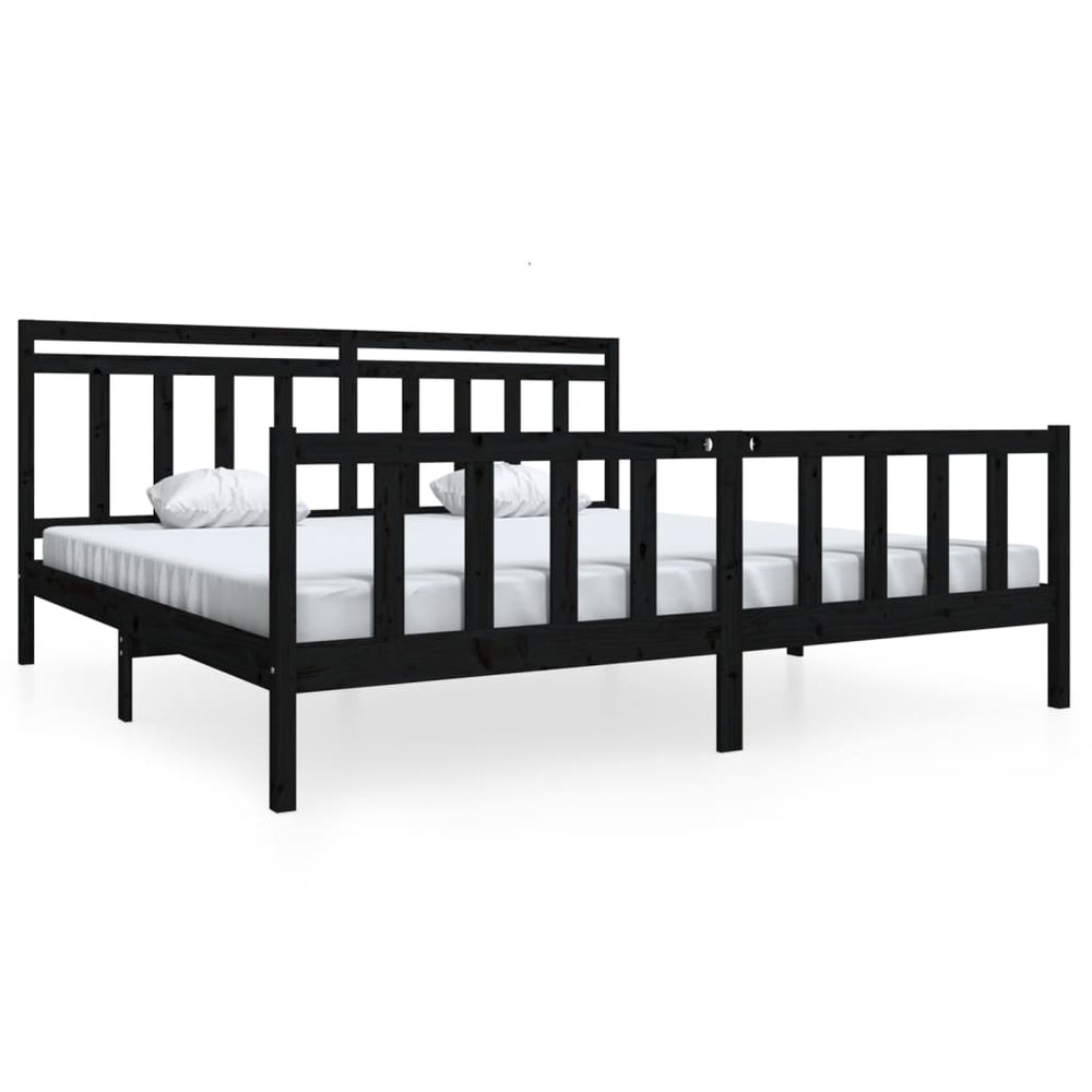 vidaXL Solid Wood Bed Black 200x200 cm