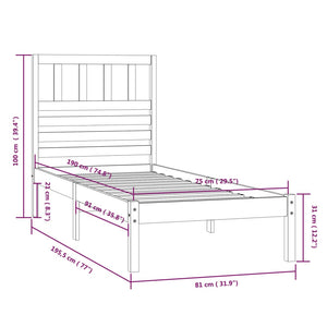 vidaXL Solid Wood Bed 75x190 cm Pine
