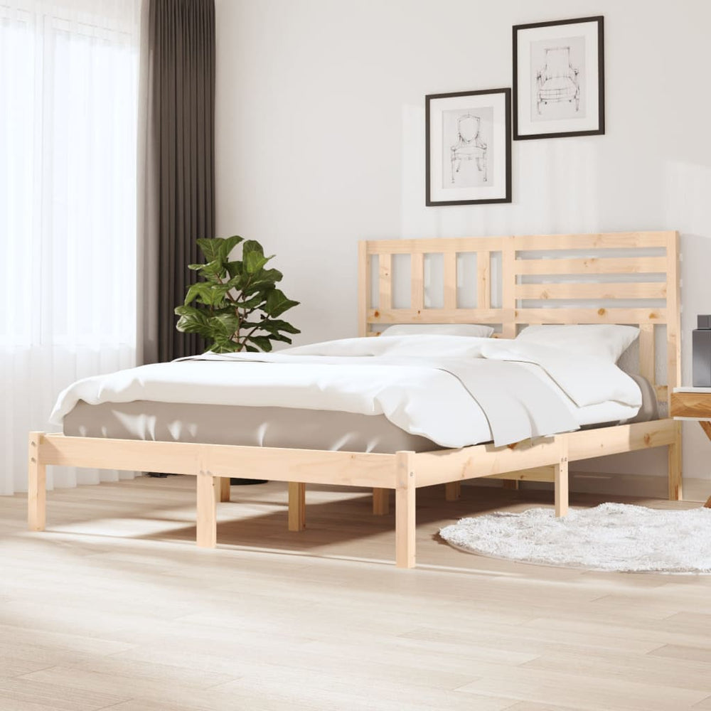 vidaXL Solid Pine Wood Bed Frame 135x190 cm