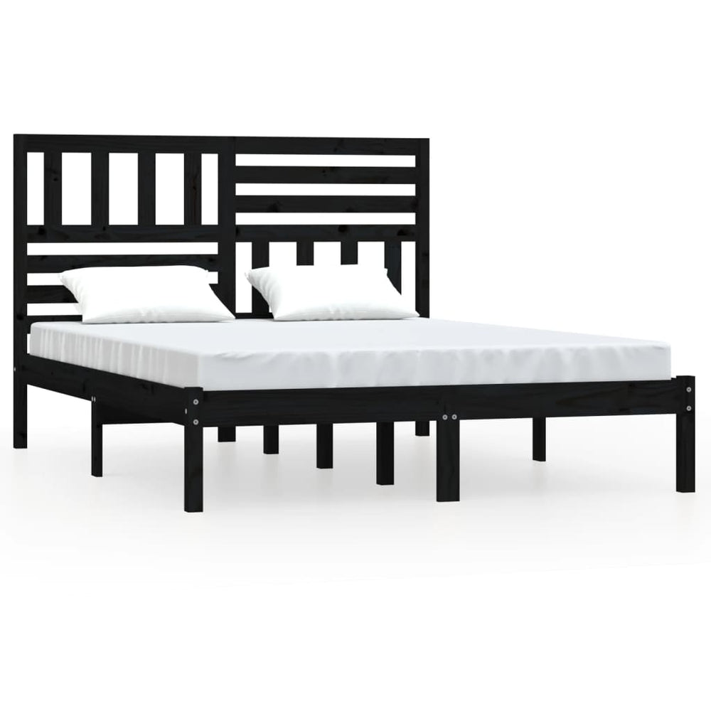 vidaXL Solid Wood Bed Black Pine 140x190 cm