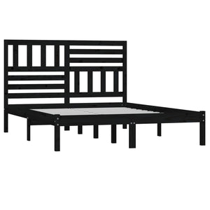 vidaXL Solid Wood Bed Black Pine 140x190 cm