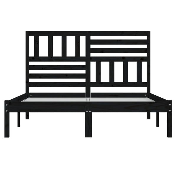 vidaXL Solid Wood Bed Black Pine 140x190 cm