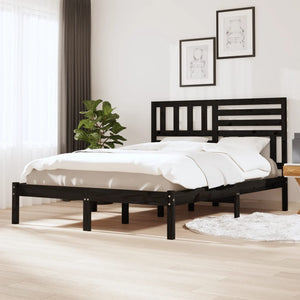 vidaXL Solid Wood Bed Black Pine 140x190 cm